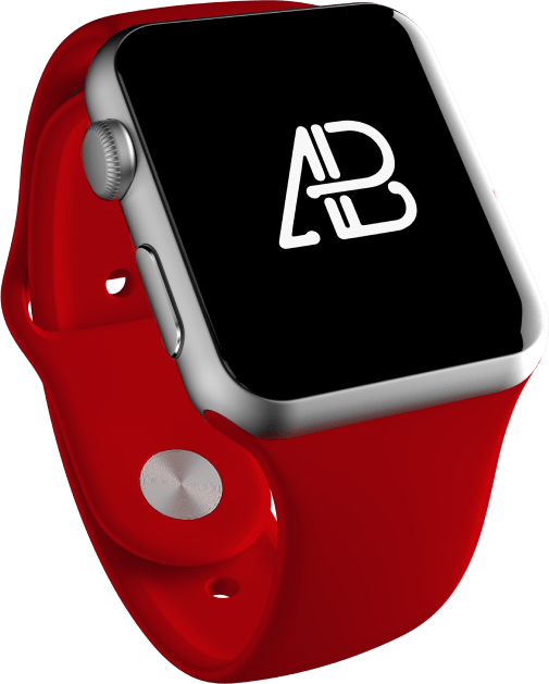 Smartwatch com faixa vermelha e tela preta